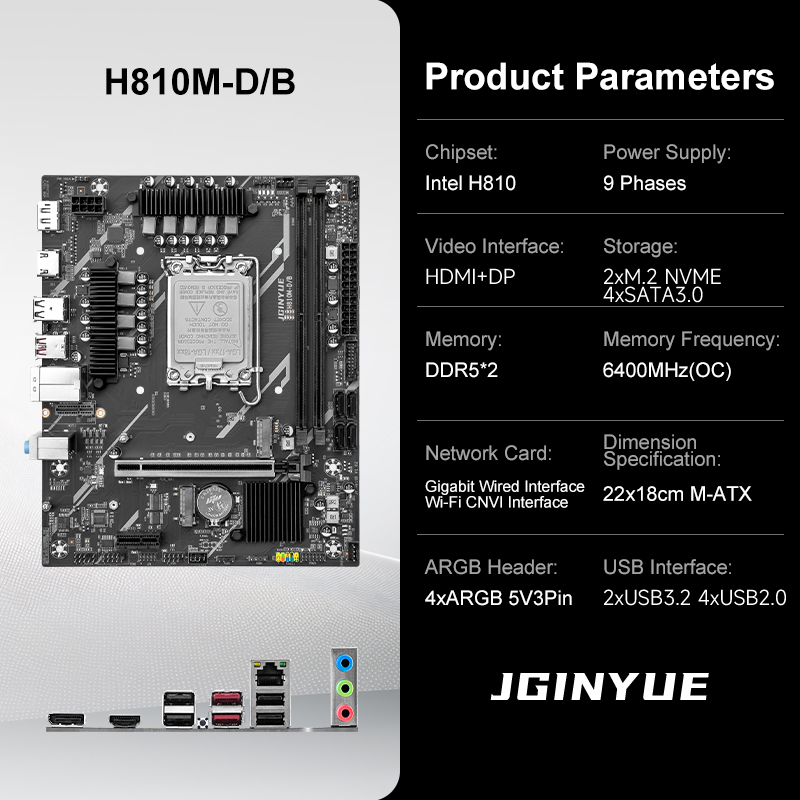 JGINYUE H810M-D/B M-ATX Gaming - огляд і ціна Lga1851 Gaming Motherboard
